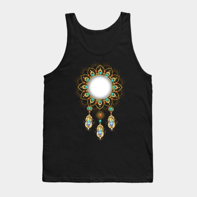 Banner with gold peacock feathers Tank Top by Blackmoon9